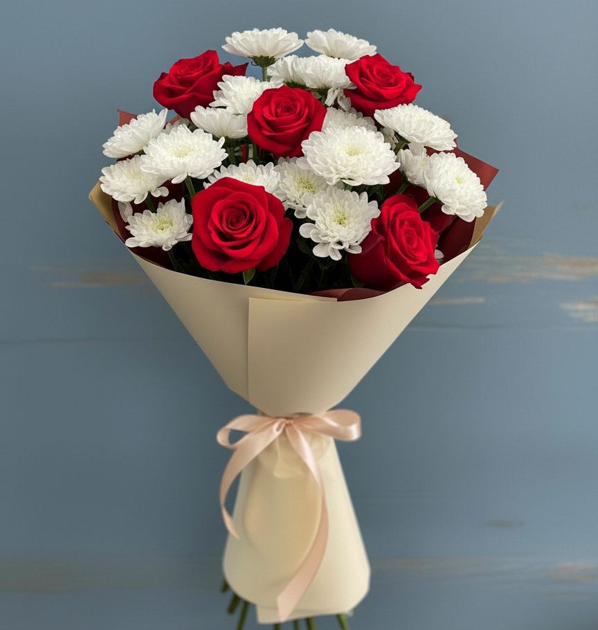 Букет цветов из: Розы и Хризантемы в Электроизолятор