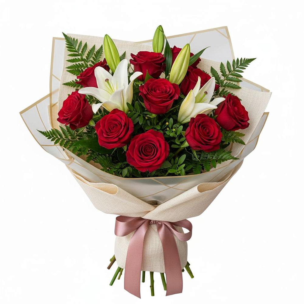 Букет цветов из: Лилии и Розы в Электроизолятор