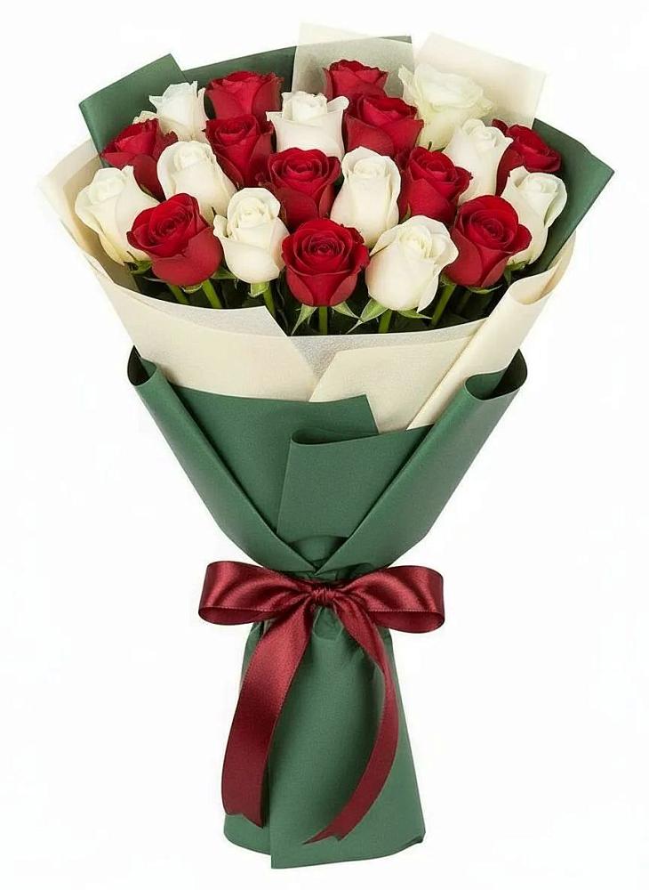 Букет Микс из красных и белых роз в Электроизолятор