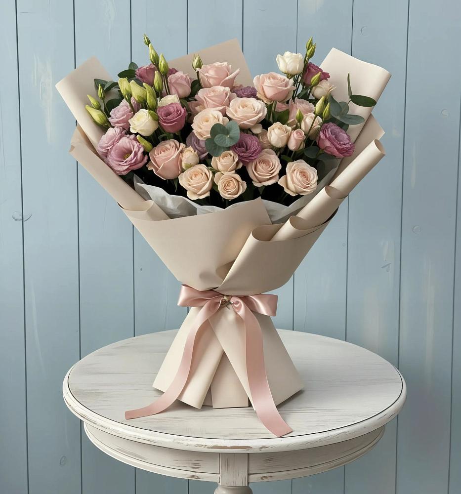 Букет цветов из: Розы и Лизиантусы в Электроизолятор