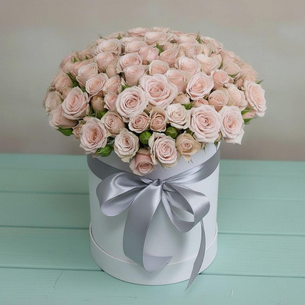 Цветочная композиция из Розы в шляпной коробке в Электроизолятор